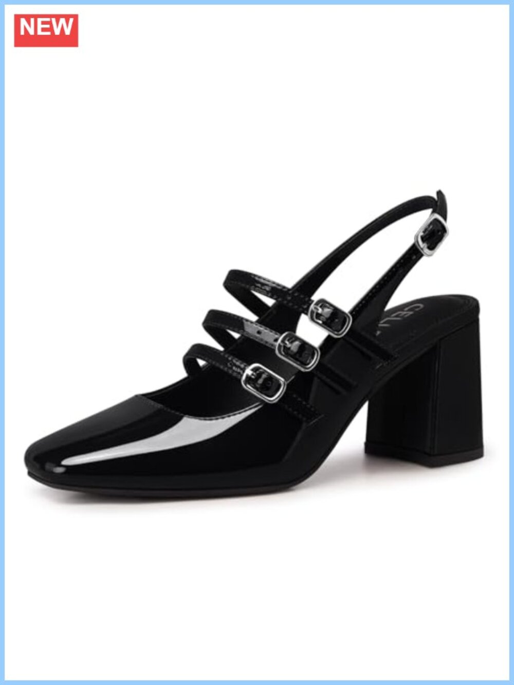 Women's Mary Jane Slingback Heels - Chunky Square Toe Pumps